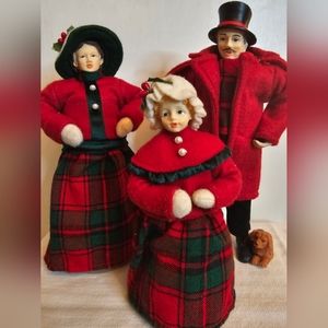 Vintage Christmas figurines Father, Mother And Daughter